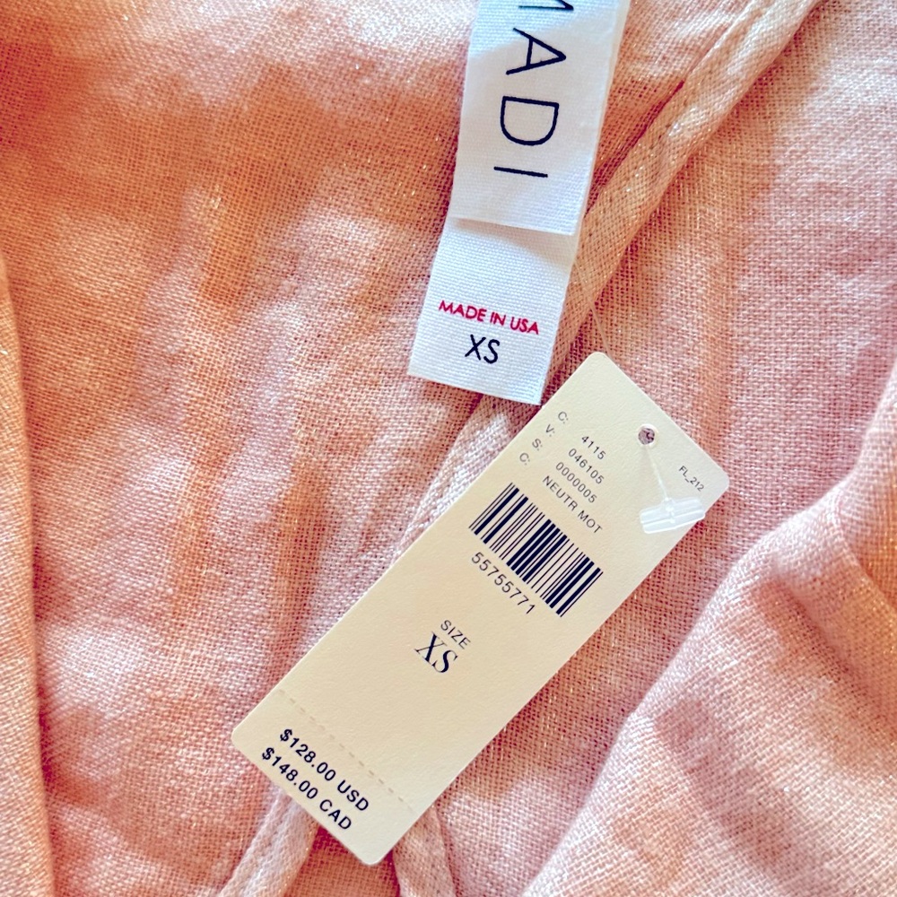ANTHROPOLOGIE Amadi Pink Shimmer Linen Oversized Blazer Jacket Lightweight Coat - Picture 7 of 12